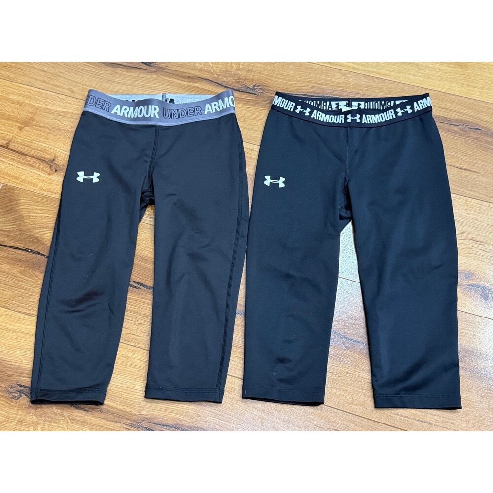 Under Armour Girls Black Athletic Capri Youth Small